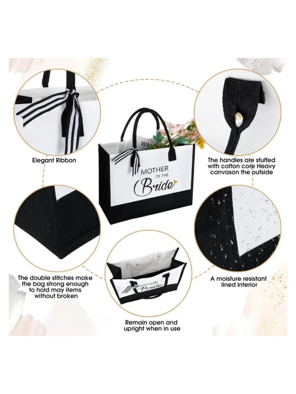 2pc Canvas Tote Bag Set Mother of Bride Groom Wedding Gift